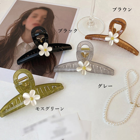 花 ヘアクリップ 大きめ バンスクリップ フラワーモチーフ ヘアアクセサリー しっかり挟める髪留め レディース 髪飾り オルチャン ヘアアレンジ 大人かわいい 1WUTOU-005