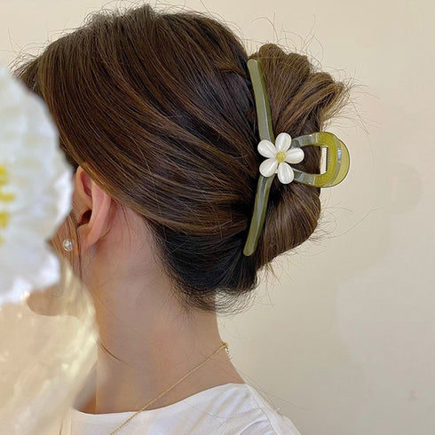 花 ヘアクリップ 大きめ バンスクリップ フラワーモチーフ ヘアアクセサリー しっかり挟める髪留め レディース 髪飾り オルチャン ヘアアレンジ 大人かわいい 1WUTOU-005