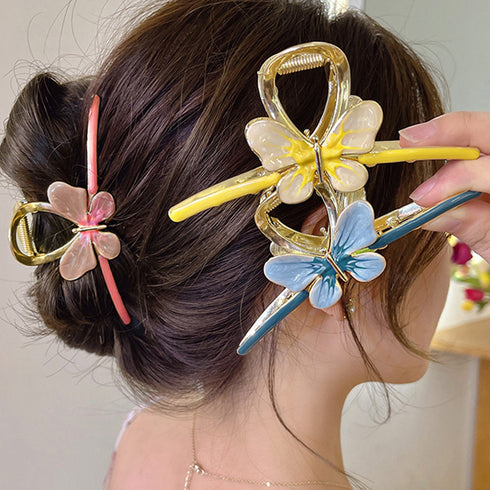 バンスクリップ 大きめ 蝶々ヘアクリップ 韓国風 大人可愛い ヘアクリップ 髪留め おしゃれ髪飾り まとめ髪 かわいい ヘアアクセサリー しっかり留まる 簡単挟む 1WUTOU-006