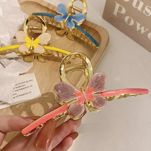 バンスクリップ 大きめ 蝶々ヘアクリップ 韓国風 大人可愛い ヘアクリップ 髪留め おしゃれ髪飾り まとめ髪 かわいい ヘアアクセサリー しっかり留まる 簡単挟む 1WUTOU-006