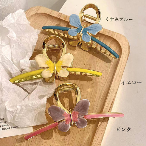 バンスクリップ 大きめ 蝶々ヘアクリップ 韓国風 大人可愛い ヘアクリップ 髪留め おしゃれ髪飾り まとめ髪 かわいい ヘアアクセサリー しっかり留まる 簡単挟む 1WUTOU-006