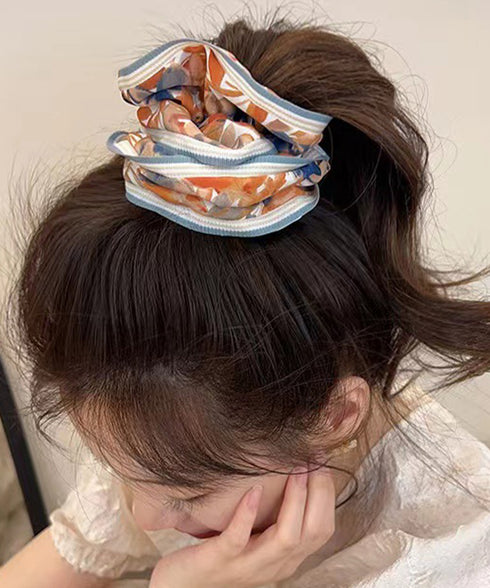 花柄シュシュ4点セットボリュームヘアゴム 韓国風 大きめヘアシュシュ 大人可愛いヘアアレンジ ハーフアップゴム まとめ髪 ボニーテール髪飾り フェミニンヘアグッズ 1WUTOU-007