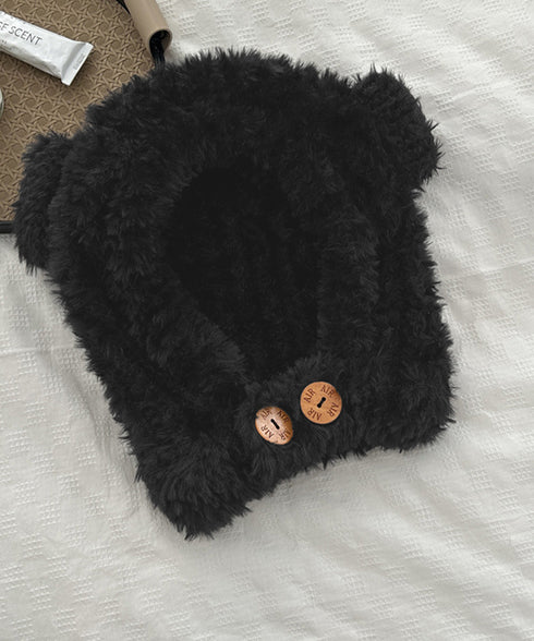 くま耳帽子韓国風ニットキャップファー帽子 ボア帽子もこもこ 暖かいニット帽熊耳 モフモフアニマル帽子大人可愛い 小顔帽子レディース秋冬 おしゃれ 防寒対策帽子人気 1XBSHANG-001