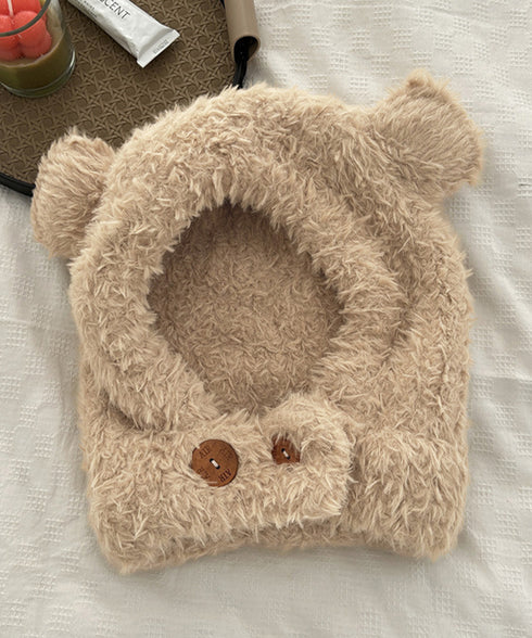 くま耳帽子韓国風ニットキャップファー帽子 ボア帽子もこもこ 暖かいニット帽熊耳 モフモフアニマル帽子大人可愛い 小顔帽子レディース秋冬 おしゃれ 防寒対策帽子人気 1XBSHANG-001