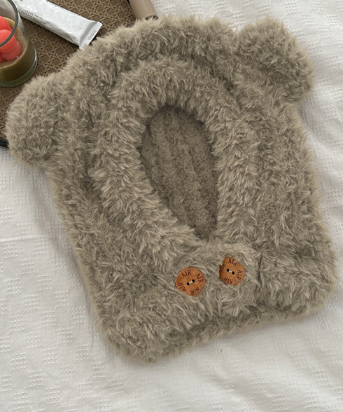 くま耳帽子韓国風ニットキャップファー帽子 ボア帽子もこもこ 暖かいニット帽熊耳 モフモフアニマル帽子大人可愛い 小顔帽子レディース秋冬 おしゃれ 防寒対策帽子人気 1XBSHANG-001