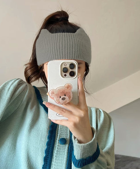 猫耳リブニットヘアバンド 幅広い 髪留め レディース 洗顔髪飾り 無地 スポーツヘアバンド ヨガ ダンス 可愛いニットターバン お風呂上り カジュアルヘアアレンジ 1XIAOMJ-001