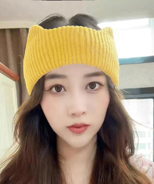 猫耳リブニットヘアバンド 幅広い 髪留め レディース 洗顔髪飾り 無地 スポーツヘアバンド ヨガ ダンス 可愛いニットターバン お風呂上り カジュアルヘアアレンジ 1XIAOMJ-001