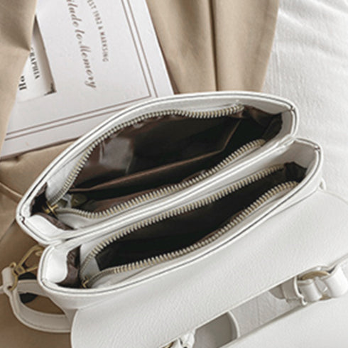 ショルダーバッグ レディース 斜め掛け スクエアバッグ 小さめ フェイクレザー 2way ハンドバッグ 大人かわいい 2層収納 肩掛けカバン カジュアル 軽量 1XIUF-031