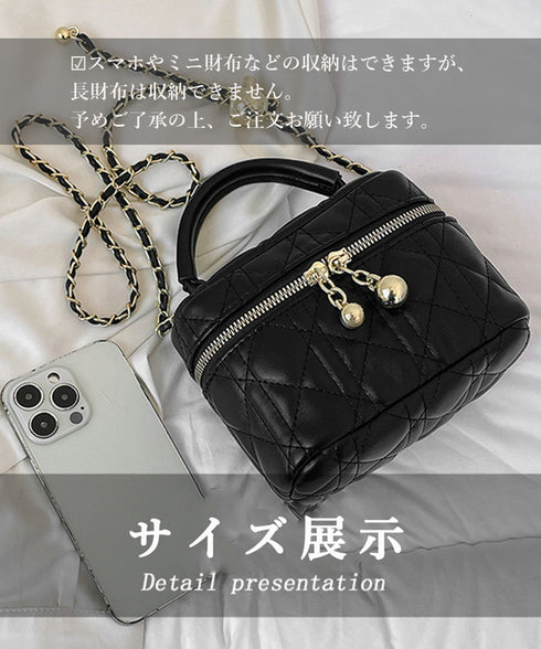 キルティングショルダーバッグ ミニバッグ レディース キルティング バニティポシェット チェーンバッグ 小さめ 斜めがけ コンパクト 大人かわいいバニティーバック 1XIUF-057
