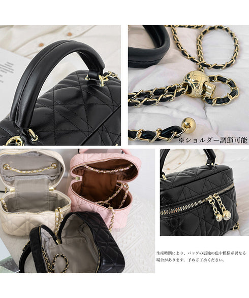 キルティングショルダーバッグ ミニバッグ レディース キルティング バニティポシェット チェーンバッグ 小さめ 斜めがけ コンパクト 大人かわいいバニティーバック 1XIUF-057