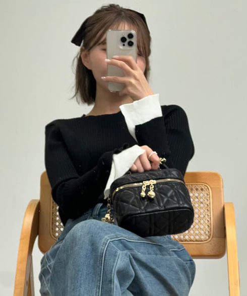 キルティングショルダーバッグ ミニバッグ レディース キルティング バニティポシェット チェーンバッグ 小さめ 斜めがけ コンパクト 大人かわいいバニティーバック 1XIUF-057