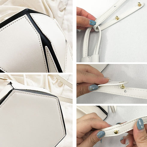 ショルダーバッグ レディース 巾着バック PUレザーバケツバック 六角形鞄2WAY 斜め掛け 肩掛けバッグ お洒落ハンドバッグ きれいめデザインバッグ コンパクト 1XIUF-059