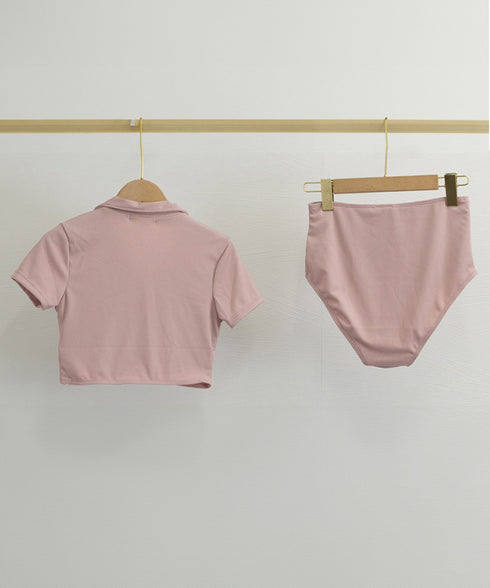 水着レディース ビキニ2点セット 韓国風 可愛いタンキニ リブ編み水着 大人ガーリー セパレート水着 露出控えめ スイムウエア おしゃれビーチウェア 夏海リゾート 1XUYUE-005