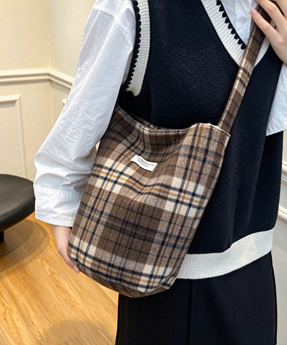 レトロチェックショルダーバッグ肩掛け秋冬