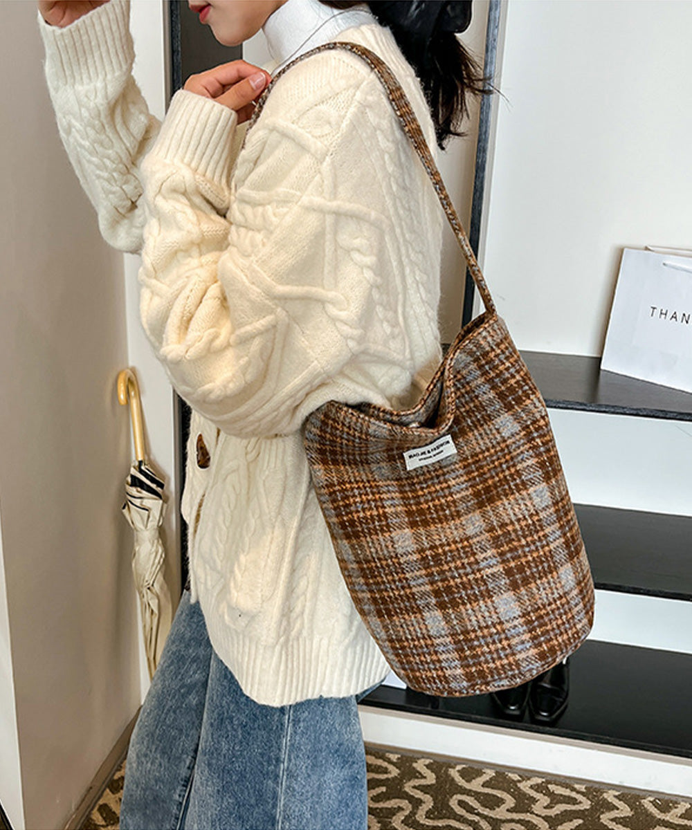 レトロチェックショルダーバッグ肩掛け秋冬