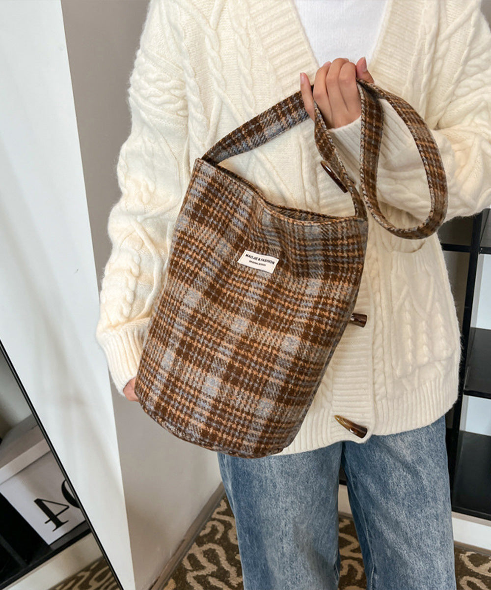 レトロチェックショルダーバッグ肩掛け秋冬
