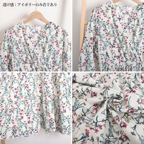 ティアードワンピース 長袖 ロングワンピ レディース 春秋夏 花柄カシュクールワンピ 韓国風Vネック オルチャン フレアワンピース Aライン ハイウエストきれいめ 1YDG-005
