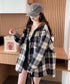 チェックフードシャツ レイヤード風シャツ オーバーサイズ チェックシャツレディース 重ね着風 パーカーシャツ 長袖秋冬服 韓国風ライトアウター ネルシャツアウター 1YGL-003