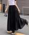 ティアードロングスカート レディース春夏 ハイウエストプリーツスカート 体型カバーボトムス ウエストゴム 切り替えフレアスカート きれいめ大人可愛いマキシスカート 1YIMEIKA-001