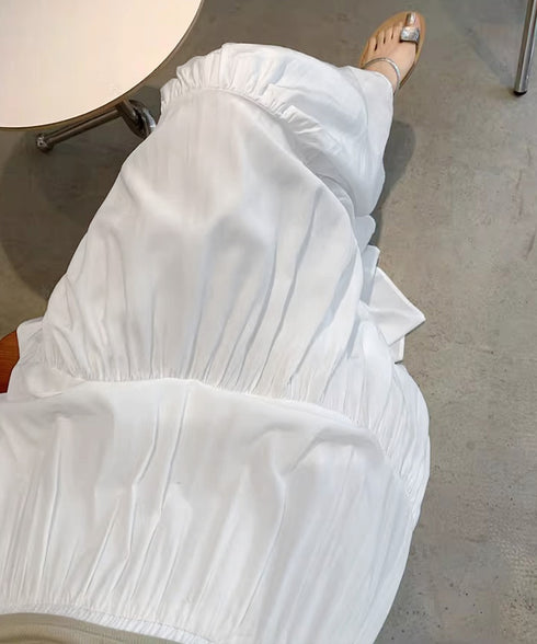 ティアードロングスカート レディース春夏 ハイウエストプリーツスカート 体型カバーボトムス ウエストゴム 切り替えフレアスカート きれいめ大人可愛いマキシスカート 1YIMEIKA-001