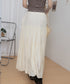 ティアードロングスカート レディース春夏 ハイウエストプリーツスカート 体型カバーボトムス ウエストゴム 切り替えフレアスカート きれいめ大人可愛いマキシスカート 1YIMEIKA-001
