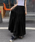 ティアードロングスカート レディース春夏 ハイウエストプリーツスカート 体型カバーボトムス ウエストゴム 切り替えフレアスカート きれいめ大人可愛いマキシスカート 1YIMEIKA-001