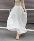 ティアードロングスカート レディース春夏 ハイウエストプリーツスカート 体型カバーボトムス ウエストゴム 切り替えフレアスカート きれいめ大人可愛いマキシスカート 1YIMEIKA-001