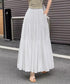 ティアードロングスカート レディース春夏 ハイウエストプリーツスカート 体型カバーボトムス ウエストゴム 切り替えフレアスカート きれいめ大人可愛いマキシスカート 1YIMEIKA-001