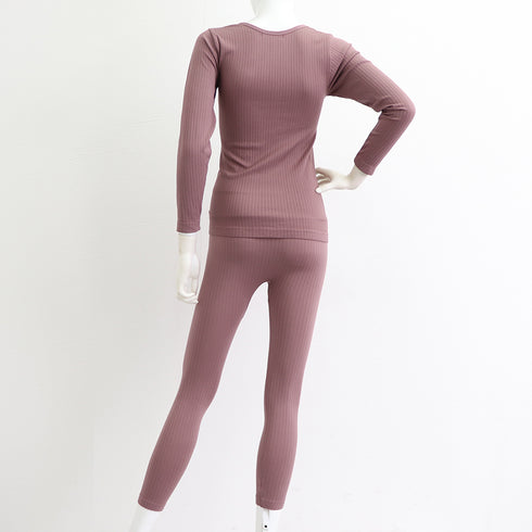 暖かい インナー 上下セット レディース uネック トップス 長袖 ヒートインナー パンツ ルームウエア あったか パジャマ 部屋着セット ストレッチ 肌着 女性 1YIMU-001