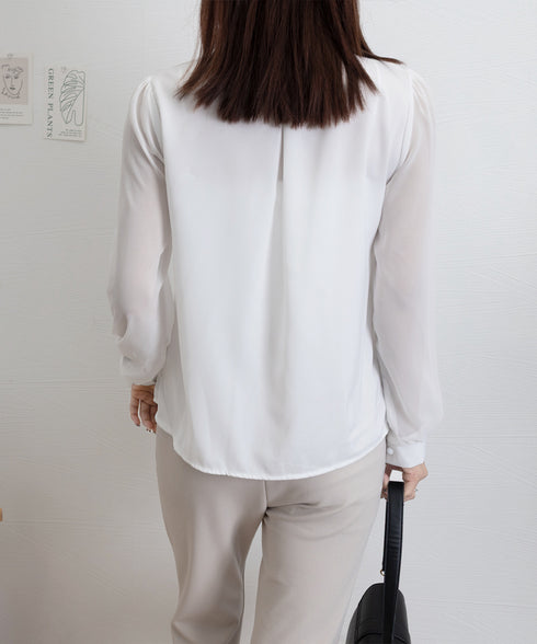 フリルリボンブラウス韓国風シャツブラウス レディース きれいめ 長袖シャツ 無地 オフィスカジュアル 通勤OL春服 フォーマルフェミニントップス 着やせ体型カバー 1YIQI-002