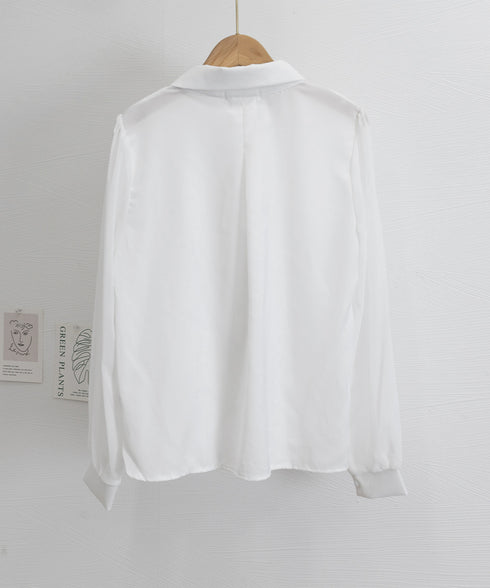 フリルリボンブラウス韓国風シャツブラウス レディース きれいめ 長袖シャツ 無地 オフィスカジュアル 通勤OL春服 フォーマルフェミニントップス 着やせ体型カバー 1YIQI-002