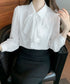 フリルリボンブラウス韓国風シャツブラウス レディース きれいめ 長袖シャツ 無地 オフィスカジュアル 通勤OL春服 フォーマルフェミニントップス 着やせ体型カバー 1YIQI-002