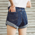 デニム ショートパンツ レディース デニム ショートパンツ レディース 裾ロールアップ ホットパンツ ウエストゴム カジュアル ジーンズ 美脚ショーパン 1YIXR-003