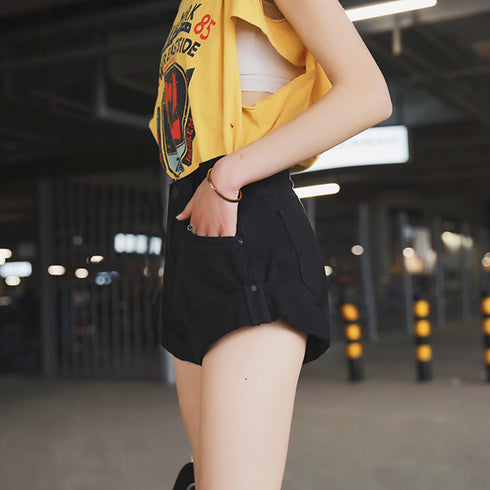 デニム ショートパンツ レディース デニム ショートパンツ レディース 裾ロールアップ ホットパンツ ウエストゴム カジュアル ジーンズ 美脚ショーパン 1YIXR-003