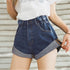 デニム ショートパンツ レディース デニム ショートパンツ レディース 裾ロールアップ ホットパンツ ウエストゴム カジュアル ジーンズ 美脚ショーパン 1YIXR-003