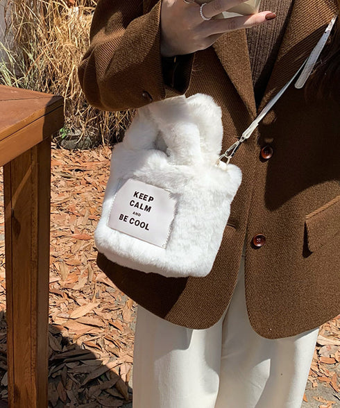 エコファーバッグ 秋冬 ミニトートバッグ 可愛い ミニハンドバッグ 軽量 レディース おしゃれ ショルダーバッグ 斜め掛け 小さめ ふわふわ 手提げカバンもこもこ 1YLXMSI-001
