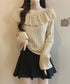 チョーカーネックニットトップスオフショル レディース 大人可愛い セパレートネック リブニットカットソー オフショルダー フリルニット着やせ 2WAYトップス春秋 1YQIAN-001
