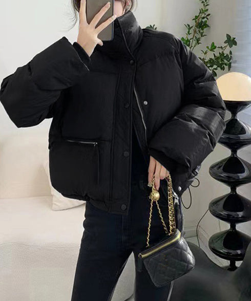 エコダウンジャケット 中綿ブルゾン 韓国 ショート丈コート 厚手防寒防風 レディース おしゃれ中綿コート あったかいアウター カジュアルジャンパー スタンドネック 1YUANSHU-001