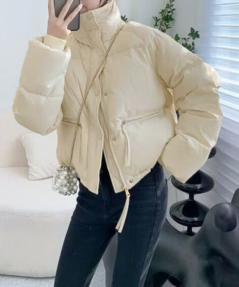 エコダウンジャケット 中綿ブルゾン 韓国 ショート丈コート 厚手防寒防風 レディース おしゃれ中綿コート あったかいアウター カジュアルジャンパー スタンドネック 1YUANSHU-001