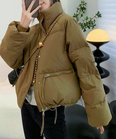 エコダウンジャケット 中綿ブルゾン 韓国 ショート丈コート 厚手防寒防風 レディース おしゃれ中綿コート あったかいアウター カジュアルジャンパー スタンドネック 1YUANSHU-001