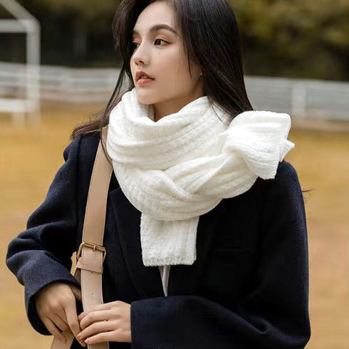 ニットマフラー ストール レディース秋冬 手編み風 ニットボリュームマフラー 防暖 ふんわり シンプル 無地 ニット 男女兼用 防寒グッズ カラバリ豊富 通勤通学 1ZHENZHI-001