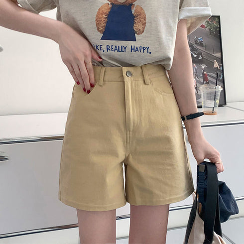 ハイウエスト カラーショートパンツ 韓国 レディース 大人カジュアルショーパン 春秋夏 ボトムス 美脚脚長ホットパンツ ベーシック着やせ 20代30代40代短パン 1ZHJF-032