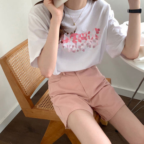 ハイウエスト カラーショートパンツ 韓国 レディース 大人カジュアルショーパン 春秋夏 ボトムス 美脚脚長ホットパンツ ベーシック着やせ 20代30代40代短パン 1ZHJF-032