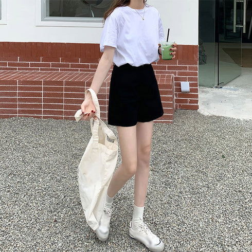 ハイウエスト カラーショートパンツ 韓国 レディース 大人カジュアルショーパン 春秋夏 ボトムス 美脚脚長ホットパンツ ベーシック着やせ 20代30代40代短パン 1ZHJF-032