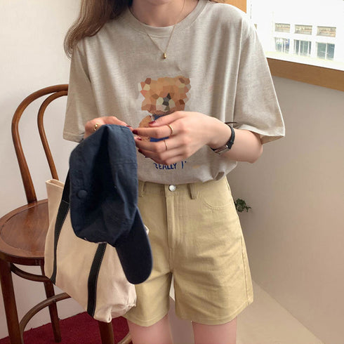ハイウエスト カラーショートパンツ 韓国 レディース 大人カジュアルショーパン 春秋夏 ボトムス 美脚脚長ホットパンツ ベーシック着やせ 20代30代40代短パン 1ZHJF-032