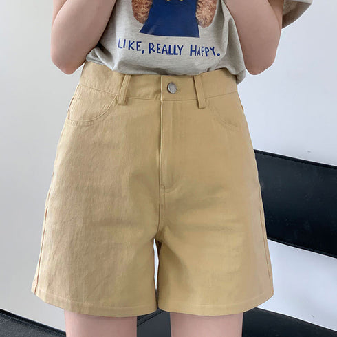 ハイウエスト カラーショートパンツ 韓国 レディース 大人カジュアルショーパン 春秋夏 ボトムス 美脚脚長ホットパンツ ベーシック着やせ 20代30代40代短パン 1ZHJF-032