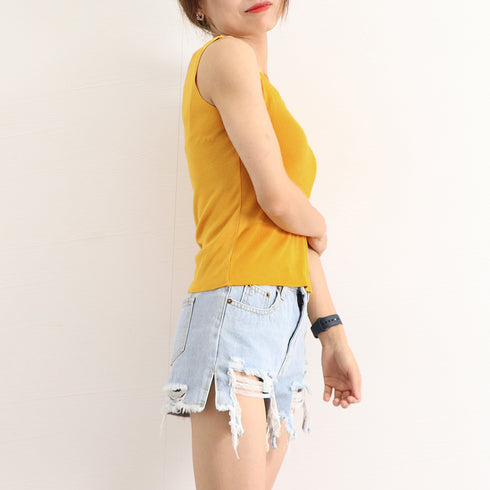 タンクトップ スクエアネックサマーニット シンプル ニットトップス ノースリーブ 夏トップス レディース 春秋 大人可愛い 無地韓国ニットインナー 着回しオシャレ 1ZHJF-034
