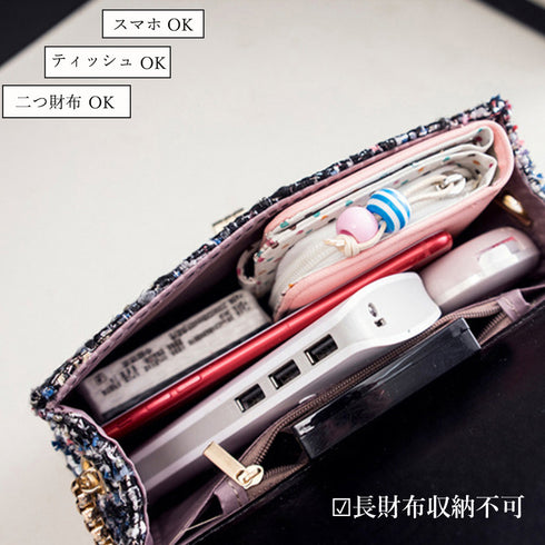 チェーンショルダーバッグ ツイード風上品 レディース ミニバッグ 大人かわいい 肩かけカバン おしゃれ 斜めがけ 2wayバッグ 韓国 ポシェット スクエアかばん 1ZHUOL-001