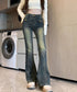 レトロ セミフレアデニムパンツレディース ジーパン ヴィンテージパンツ 美脚 脚長シーズン ブーツカットデニム カジュアル 着やせ ロングパンツ ストレッチパンツ 21KUZI-017