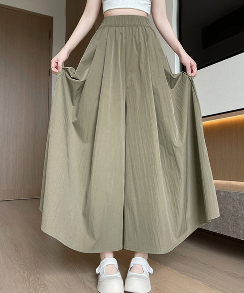 ワイドパンツ 冷感キュロットパンツ春夏秋 きれいめガウチョパンツ ハイウエストフレアパンツ 薄手イージーパンツ軽いスカーチョスカンツ 楽ちんパンツトレンドボトムス 21KUZI-022